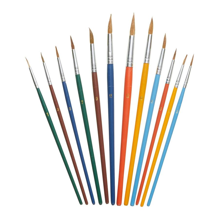 Fit For The Job 12 pc Artists Paint Brush Set - Colour Handles